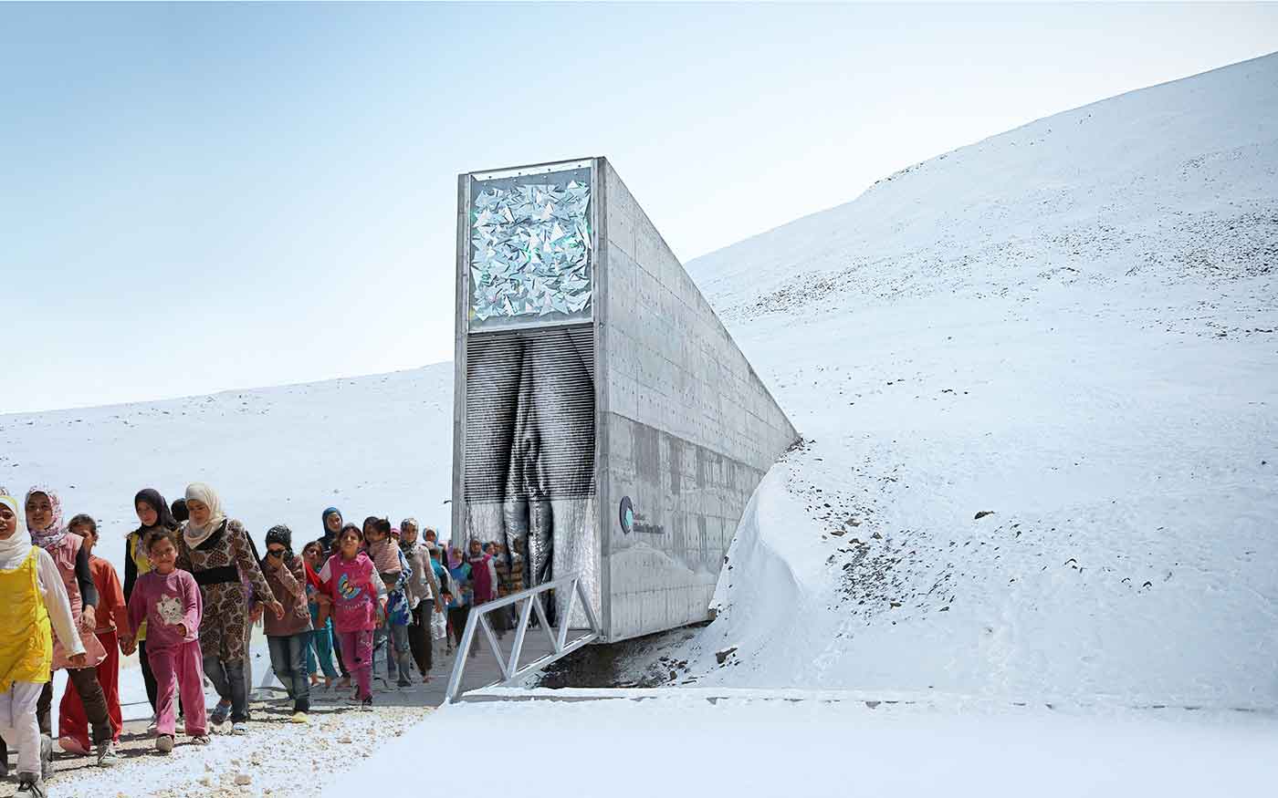 Arctic doomsday seed vault vagina with Syrian refugee withdrawal