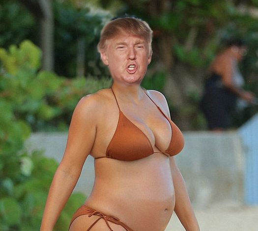 Donald Trump as pregnant Kim Kardashian on Planned Parenthood